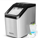 Aeitto Nugget Ice Maker Countertop, 55lbs/Day, Large Capacity Chewable Ice Maker, Rapid Ice Release in 5 Mins, Self-Cleaning with Stainless Steel Housing Ice Machine for Home Office and Party, Silver