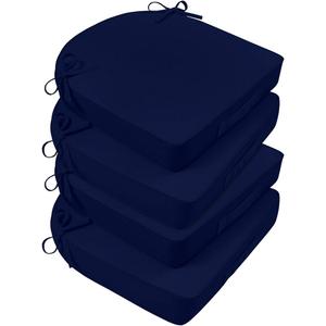 Basic Beyond Outdoor Cushions for Patio Furniture: Waterproof & UV Resistant Outdoor Chair Cushions Set of 4-19 x 19 x 3 Inch Thick Patio Chair Cushions with Ties & Handle, Navy Blue