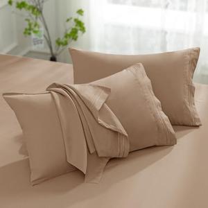Aormenzy Microfiber Pillow Cases - Standard Size Set of 2-1800 Thread Count Ultra Soft Taupe Pillowcases - Wrinkle Resistant Pillow Covers with Envelope Closure - 20" x 26"