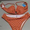 Fanuerg Women's Triangle Bikini Sets O Ring Linked Two Piece Swimsuits Floral Printed Cheeky Bathing Suit (Large)