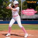 WHIPPY Baseball Socks and Belt Combo Softball Socks and Belt for Boys Girls (Pink, L)