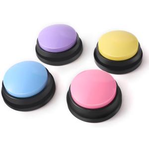 Voice Recording Button, Dog Buttons for Communication Pet Training Buzzer, 30 Second Record & Playback, Funny Gift for Study Office Home 4 Packs