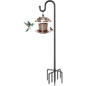 ANIDEER 60" Shepherds Hooks for Outdoor, Heavy Duty Bird Feeder Pole for Hummingbird Feeder, Hanging Lantern, Shepherds Hook for Bird Feeders for Outside with 7 Prongs Base,1 Pack