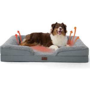 Bedsure Self Warming Orthopedic Dog Beds Large Sized Dog - Washable Large Dogs Bed Waterproof, Big Comfort Dogs Couch Sofa with Removable Cover, Pet Bed with Nonskid Bottom, Grey, Non-Electric