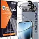 Letosan 3 Pack for Google Pixel 10 Pro Screen Protector Tempered Glass + 3 Pack Camera Lens Protector, Military Grade Shatterproof, 9H Hardness, Fingerprint Unlock, Case Friendly 6.3 Inch