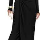 ZESICA Women's 2026 Spring Long Sleeve Bodycon Dress Mock Neck Wedding Guest Cocktail Party Long Midi Dresses (Black, Small)