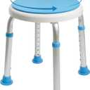 Vaunn Medical Tool-Free Assembly Adjustable Swivel Shower Stool Seat Bench with Anti-Slip Rubber Tips for Safety and Stability, Blue
