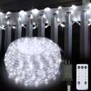 50Ft 600 LED Rope Lights Outdoor, White Flexible Tube Light Waterproof Plug in 8 Modes Timer Memory, Permanent String Lights for Tree,Pool, Bedroom, Fence, Garden, Indoor, Outside Decorations