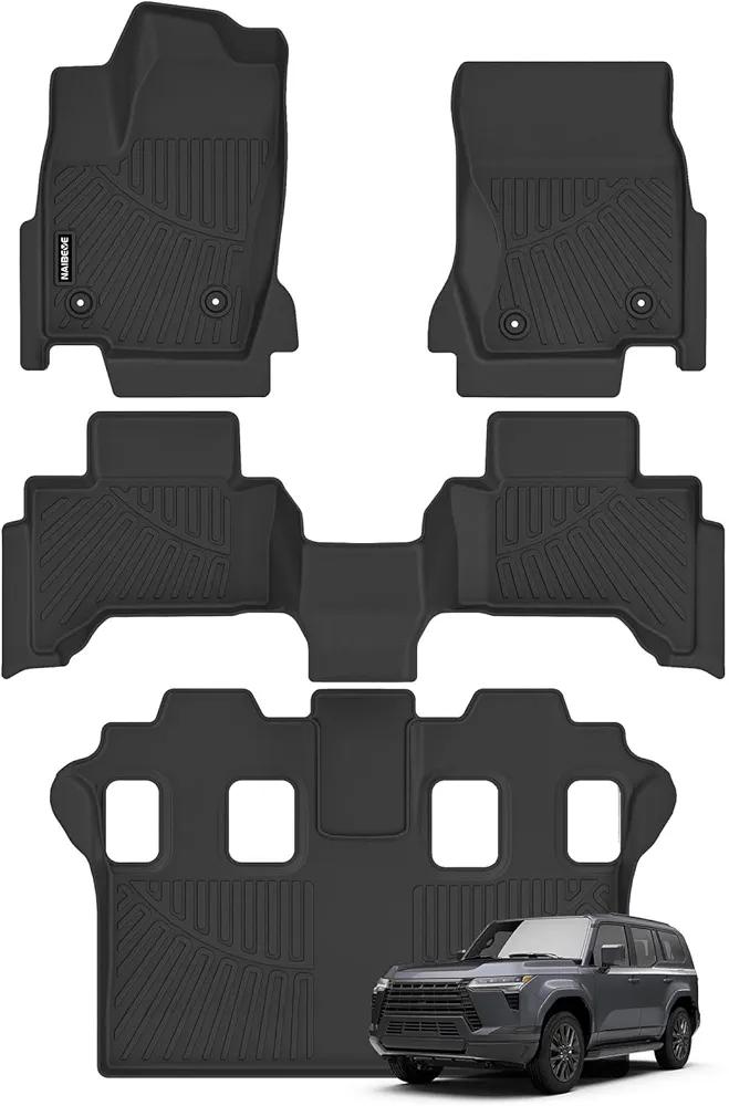 Naibeve Floor Mats for 2024 2025 Lexus GX550 7 Seats-All Weather Custom Fit for Lexus GX550 7 Seats Floor Mats Liners Front & Rear Row Waterproof Interior Accessories
