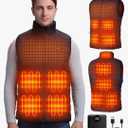 Soleilwear Heated Vest for Men, 9 Heating Zones 12000mAh Battery Pack, Rechargeable Vest Outdoor Hunt Camping Cycling Ski Black 2XL