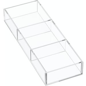 HIIMIEI 3 Section Clear Acrylic Drawer Organizer Tray, Office & Makeup Drawer Organizer (11.8x4.3 inch)