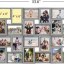 J.M.Deco Collage Picture Frames for Wall 24 Slots, Reunion Friends Family Memory Large Photo Frame Selfie Gallery Puzzle Collage Wall Hanging for 4x6 Photo | Grey, 24 Opening