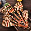 Gudamaye Pakkawood 7-Piece Red Wooden Cooking Utensils, Wooden Spoons for Cooking,Wooden Spoon Set, Wooden Kitchen Utensil set, Pakkawood kitchen Utensils for Serving, Bridal Shower Gifts
