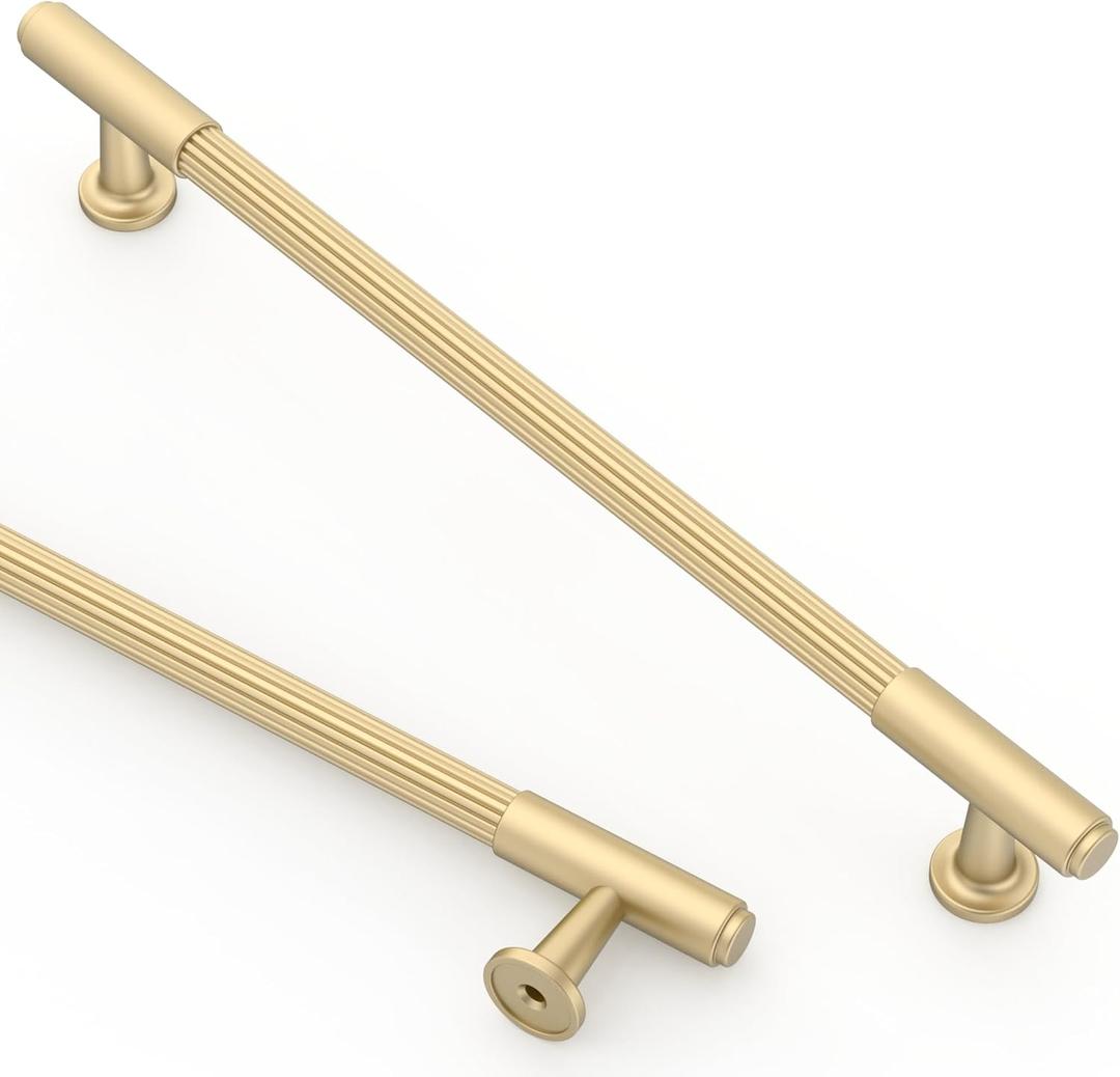 Asidrama 10 Pack 7.5 Inch(192mm) Brushed Gold Cabinet Pulls Kitchen Cabinet Handles Gold Cabinet Pulls Kitchen Cabinet Hardware for Cupboard Drawer