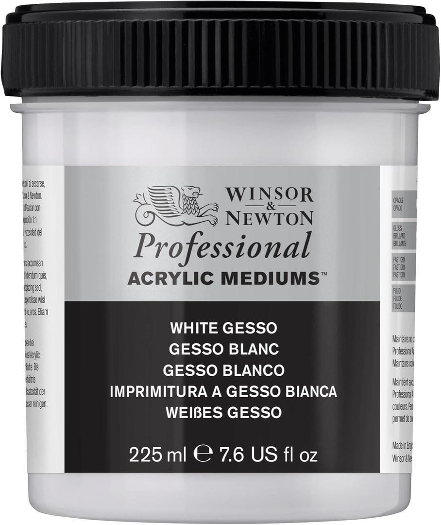 Winsor & Newton Professional Acrylic Medium, White Gesso, 225ml (7.6-oz)