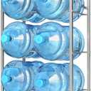 5 Gallon Water Bottle Holder for 10 Bottles, 5 Tiers Heavy-Duty Water Cooler Jug Rack with Reinforcement Frame for Kitchen Office, Silver Grey
