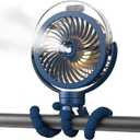 Misting Stroller Fan  6000mAh Portable Cooling Fan with Mist Function, Rechargeable Clip-On for Stroller, Gym, Office, Camping