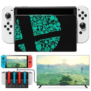 Lumindock Switch Docking Station with Joypads Charger, Replacement for Switch Dock Support 4K/1080P HDMI, Multifunctional Charger Station, 7 LED Colors/USB 3.0 Ports - Black