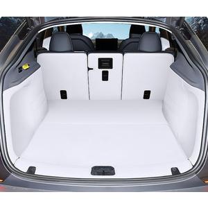 Tesla Model Y Trunk Mat 5-Seater Tesla Y 2026 Juniper Refresh Heavy Duty Trunk Liner Bright White Nappa Leather Full Coverage Trunk Mat+Backseat Protector+High Side Panels+Door Sill Protector(White)