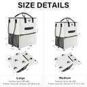 Reusable Grocery Bag with Wheels, Foldable Shopping Rolling Tote Bag, Shopping Trolley Cart with Zippered Top, Heavy Duty Handles, Lightweight, Carries Up to 46 LBS, Medium, Beige