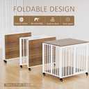32" Medium Dog Crate Furniture Style with Wheels,Foldable Dog Crate End Table for Small/Medium Size Dogs,Indestructible Dog Cage Furniture Style Chew Proof No Assembly