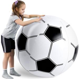 Shindel 27-Inch Giant Inflatable Soccer Ball - Soccer Themed Party Decor & Beach Pool Games, Heavy-Duty Without BPA Vinyl Ball for Outdoor Sports, Backyard, Lake & Birthday Activities
