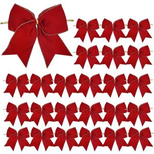 TONIFUL 24pcs Small Size 5x7 Inch Velvet Bow for Gift Packaging, Door Windows Christmas Tree Decoration, Wedding Party Decoration