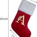 Beyond Your Thoughts 1 Pack Initial Monogram Christmas Stockings Personalized Human Durable Christmas Mistletoe Ornament Bag for Family Decorations Green Letter A