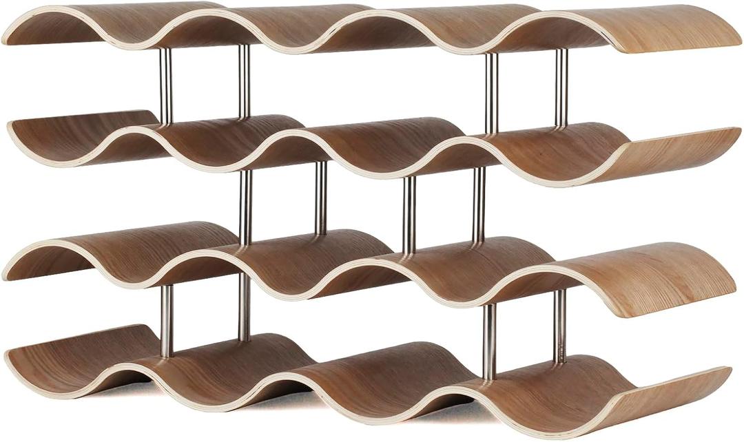 4-Tier Wine Rack Countertop, 14 Bottles Wooden Wine Holder Inserts for Cabinet, Freestanding Wine Shelf Storage Organizer for Bar or Pantry