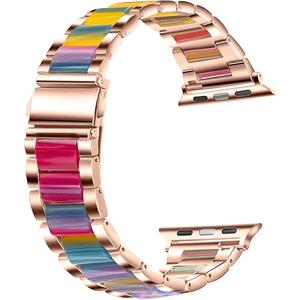 Metal Resin Band Compatible with Apple Watch Wristbands, Women's Strap Fashion Chain Bracelet for iWatch Series 8 7 6 SE 5 4 3 2 1 Ultra