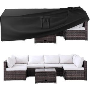 Ruimoy Patio Furniture Covers, Outdoor Furniture Cover Waterproof, General Purpose, Outside Table and Chair Covers, Heavy Duty 600D (124 Inch L x 70.8 Inch W x 29.1 Inch H) Black