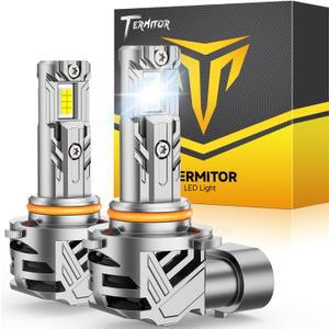 Termitor 9005/HB3 Light Bulbs 50000LM 900% Ultra-Bright, 6500K Cool White, 1:1 9005 Mini Size Parking Light with Cooling Fan Plug & Play, 60000HRS+ Lifespan, Canbus Ready, IP68 Waterproof.