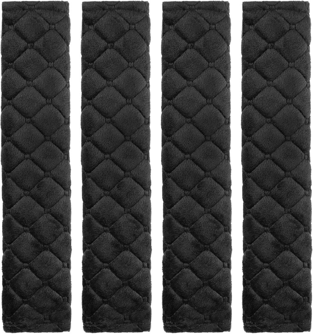 Tatuo 4 Pack Seat Belt Cover Extra Long Seat Belt Pads for Car Soft Comfort Shoulder Strap Covers Harness Pads Helps Protect Your Neck and Shoulder(25.6 Inch,Black)