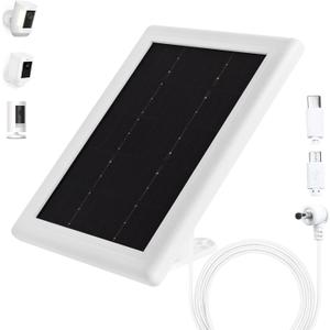 Ring Camera Solar Panel Charger, 5V 3.5W Solar Charger Compatible with Ring Spotlight Cam/Stick Up Cam Battery Outdoor Wireless Surveillance Camera, 16.4ft Cable (White, 1 Pack)
