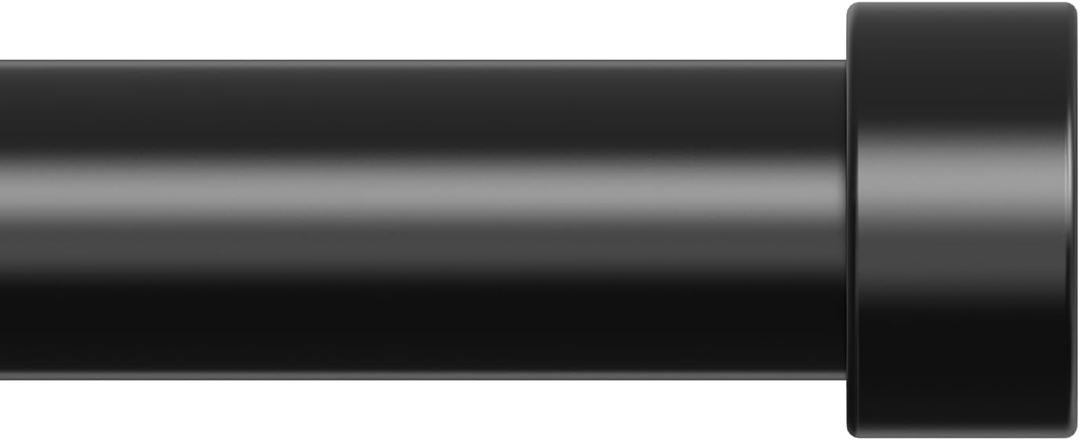 OLV Black Curtain Rod, 1 Inch Adjustable Modern Curtain Rods for Windows 48 to 84 Inch, Decorative Heavy Duty Window Treatment Rods with End Cap Finials, Telescopic Splicing Drapery Pole, Easy Install (36''-88'', 1 Pack)