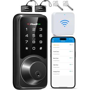 Zowill WiFi Smart Lock, Keyless Entry Door Lock with APP Control, Touchscreen Keypads, Auto Lock Smart Deadbolt for Front Door, Home(Included G2 Gateway)