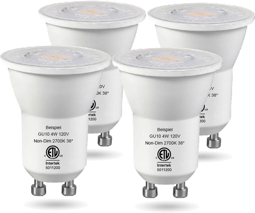 Beispiel Mini GU10 Led Bulbs 2700K Soft Warm White,MR11 GU10 Base 25W Halogen Equivalent, AC120V 4W Non-dimmable Led Spotlight Track Light Bulbs,Pack of 4 Beispiel Mini GU10 Led Bulbs 2700K Soft Warm White,MR11 GU10 Base 25W Halogen Equivalent, AC120V 4W Non-dimmable Led Spotlight Track Light Bulbs,Pack of 4