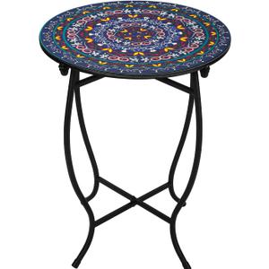 Indoor Outdoor Small Metal Round Side Table, Versatile 14 Inch Round Metal End Table for Patio Balcony Yard Porch Garden, Anti-Rust Waterproof Accent Table for Indoor Outdoor Use, Easy Assembly