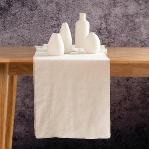 Table Runner with Fringe- 14x90 Inch Off White, 100% Pure Linen Table Runner for Chirstmas, Easter, Thanksgiving, Party, Wedding, Winter- Handmade