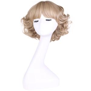 MAGQOO Ash Blonde Wigs for Women Girls Short Curly Wavy Fluffy Ash Blonde Wig Halloween Cosplay Costume Party Wig