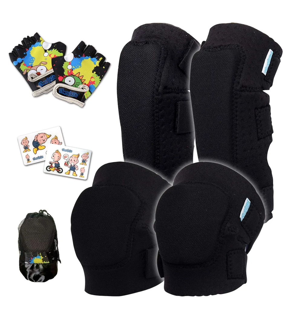 Soft-Style Kids Knee and Elbow Pads with Bike Gloves, Flexible Impact-Resistant Gear for Ages 2-11, Designed for Balance Bikes, Roller-Skating, and Skateboarding