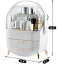 CANITORON Makeup Organizer,Skincare Organizer with 2 Drawers and Transparent Cover,Cosmetic Display Case for Vanity Organizer and Bathroom Countertop Storage.(White)