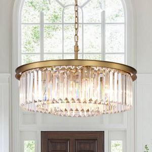 Crystal Chandelier Pendant Ceiling Lights Gold Chandeliers Lighting Fixture for Dining Living Room Foyer Hallway 8-Lights (Dia 24 Inch)