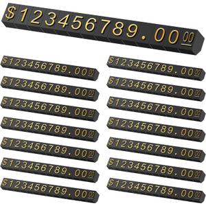 Lesnala 40 Sets Price Display Cube Adjustable Removable Mini Tag Number Letter Dollar Block Kit for Store Jewelry Retail Shop Gold on Black 2.28 X 0.24inch, Black