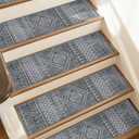 JSEI Stair Treads for Wooden Steps, 15 Pack 8" X 30" Non-Slip Machine Washable Carpet Stair Tread with TPE Backing, Indoor Stair Rug Runner for Kids, Elders & Pets, Polyester, Light Grey/Charcoal Black
