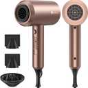 slopehill Professional Ionic Hair Dryer, Powerful 1800W Fast Drying Low Noise Blow Dryer with 2 Concentrator Nozzle 1 Diffuser Attachments for Home Salon Travel (Mocha Mousse)