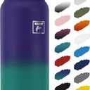 Fanhaw 20 oz Insulated Stainless Steel Water Bottle with Anti-Dust Chug Lid, Leakproof Vacuum Metal Bottle for Kids, Women & Men (Purple Green)