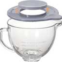 5QT Glass Bowl Compatible with KitchenAid 4.5 and 5-Quart Tilt Stand Mixers,Glass Mixing Bowl with Lid, Measurement Markers and Handle, Dishwasher Safe
