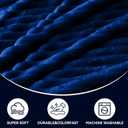 Nookly Navy Fleece Throw Blanket for Couch, Soft Lightweight Ribbed Plush Blanket for Sofa and Bed, All-Season Cozy Striped Throw for Women Girl 50x60 Inches