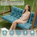 Outdoor Swing Cushions,Waterproof Swing Cushions 3 Seater Replacement with Backrest,Outdoor Thickened Bench Cushion with Ties for Porch,Patio,Backyard,Garden (Lake Blue 60 * 40 in)